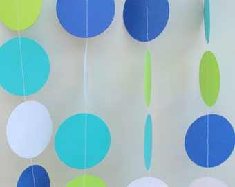 Garland - Baby Shower Decor, Ocean Theme, Boy Baby Shower, Circle Dot Garland, Shower Decoration, Gender Neutral Decor, Birthday Party Decor