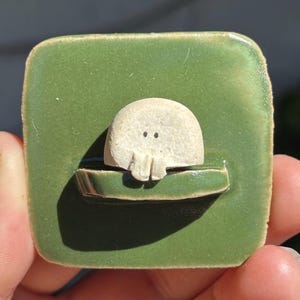 ceramic fridge magnet rock buddy - handmade pottery art