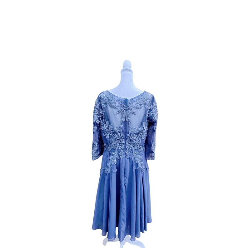 VTG Adrianna Papell Periwinkle Blue Lace & Chiffon Formalna suknia wieczorowa na przyjęcie zdjęcie 3