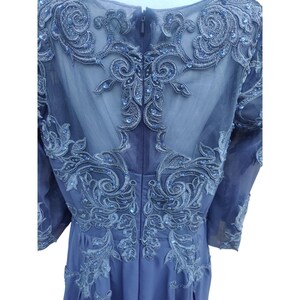 VTG Adrianna Papell Periwinkle Blue Lace & Chiffon Formalna suknia wieczorowa na przyjęcie zdjęcie 4