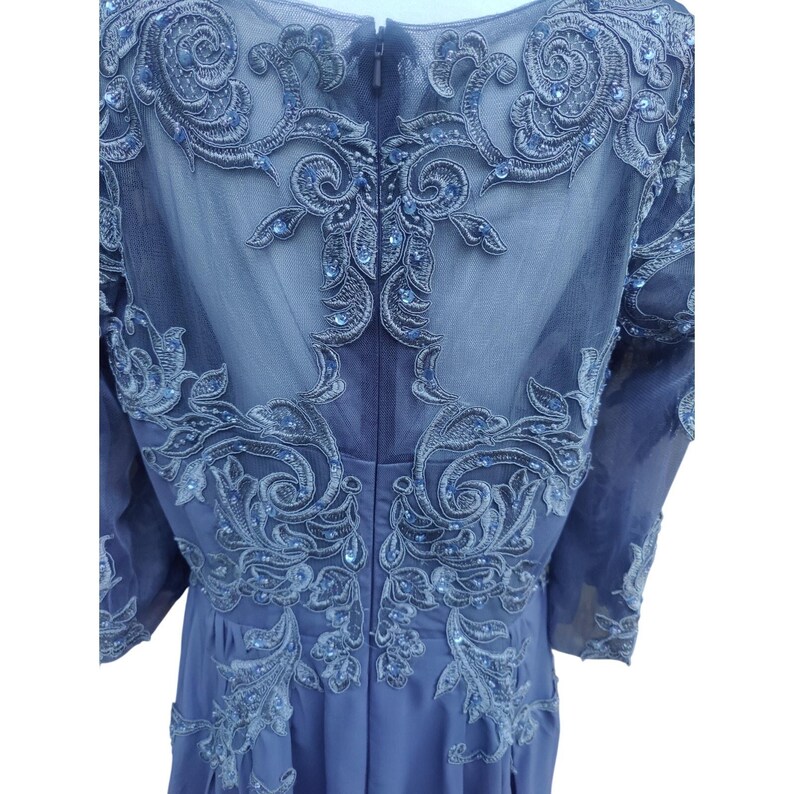 VTG Adrianna Papell Periwinkle Blue Lace & Chiffon Formalna suknia wieczorowa na przyjęcie zdjęcie 4