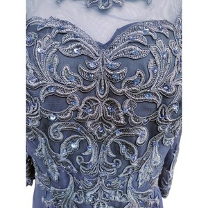 VTG Adrianna Papell Periwinkle Blue Lace & Chiffon Formalna suknia wieczorowa na przyjęcie zdjęcie 2