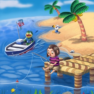 ACNH - Fishing in the Summer