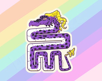 Nonbinary Pride Dragon Sticker - LGBTQIA, Pride, Queer, Nonbinary, Trans, Subtle Pride Flag