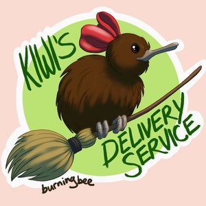 Waterproof Kiwi&#39;s Delivery Service Sticker, Pun Sticker, Ghibli Reference