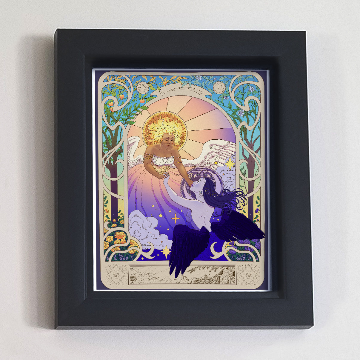 太陽と月 - ミュシャにインスピレーションを得たイラスト、サフィック