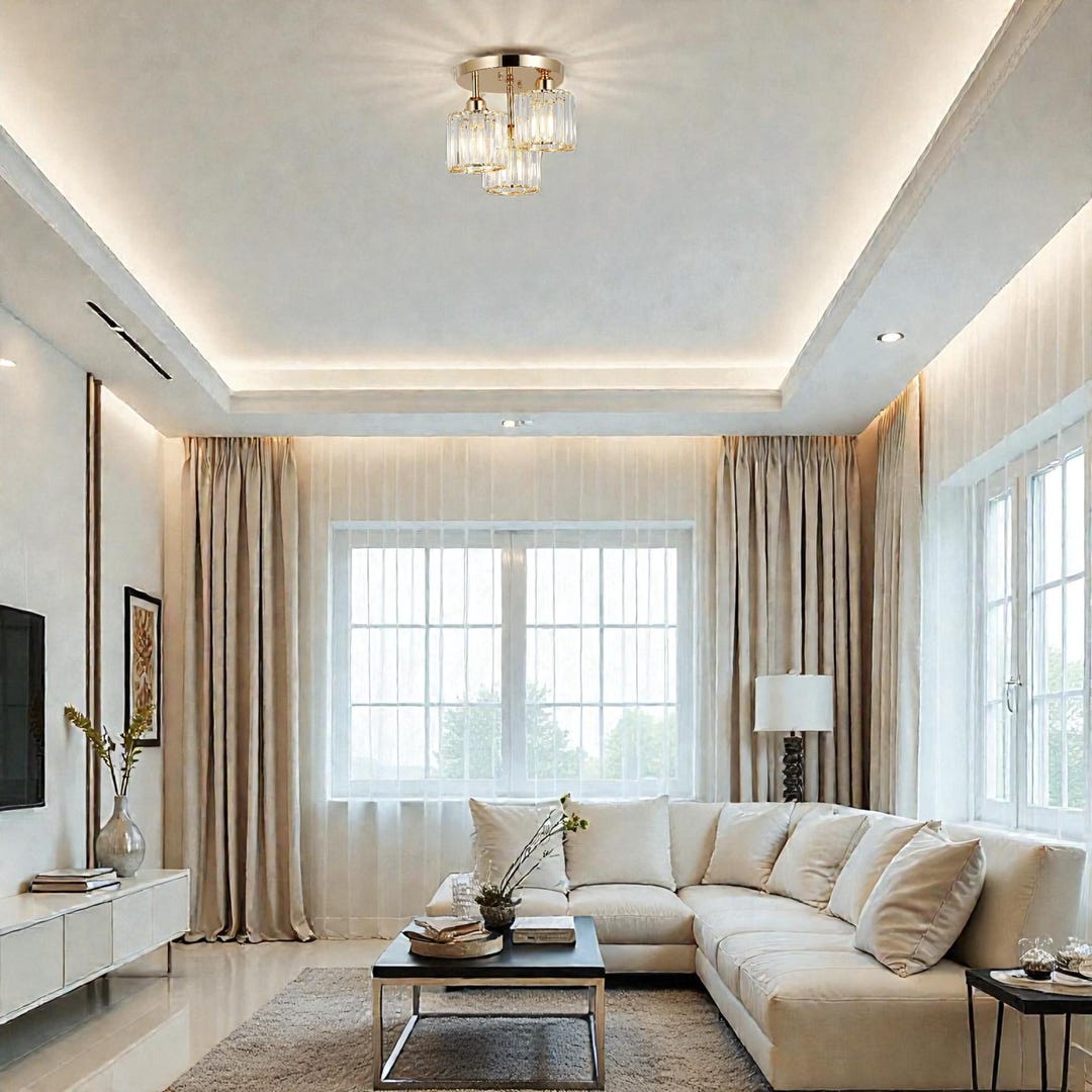 Modern Gold Crystal Chandelier Luxury Ceiling Light for Living Room ...