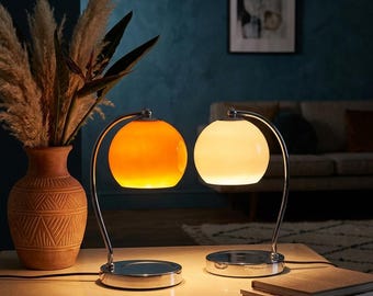 Lámpara de mesa retro de cristal para derretir cera, lámpara de aromaterapia sin llama, calentador de velas vintage, luz nocturna para mesita de noche, decoración del hogar, regalo para el Día de la Madre y Pascua.