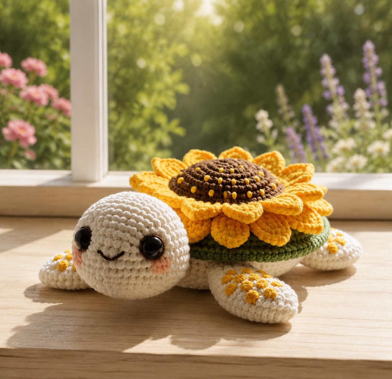 Sunflower Turtle Crochet Pattern PDF | Cute Sea Turtle Amigurumi ...