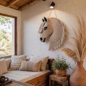 Horse Head Macrame Pattern PDF, DIY Horse Wall Hanging Tutorial, Boho Equestrian Fiber Art, Nursery Wall Decor, Digital Download
