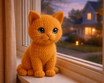 Fluffy Cat Amigurumi Crochet Pattern PDF – Cute Kitten Plush Toy Tutorial, Easy Beginner Crochet Animal, Instant Download