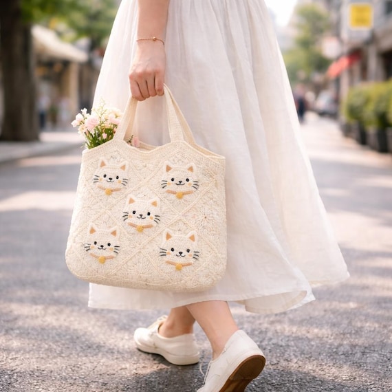 Floral Granny Square Crochet Tote Bag Pattern PDF | Boho Summer Crochet Bag | Easy Beginner Crochet Pattern | Digital Download