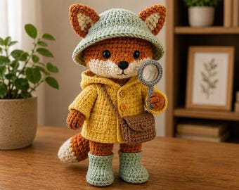 Söt räv Amigurumi Virkmönster PDF, Skogsdjur Plysch Handledning, Skogsräv Virkleksak, DIY Digital Nedladdning