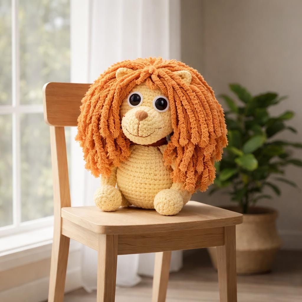 Fluffy Lion Amigurumi Crochet Pattern PDF | Cute Safari Lion Plush ...