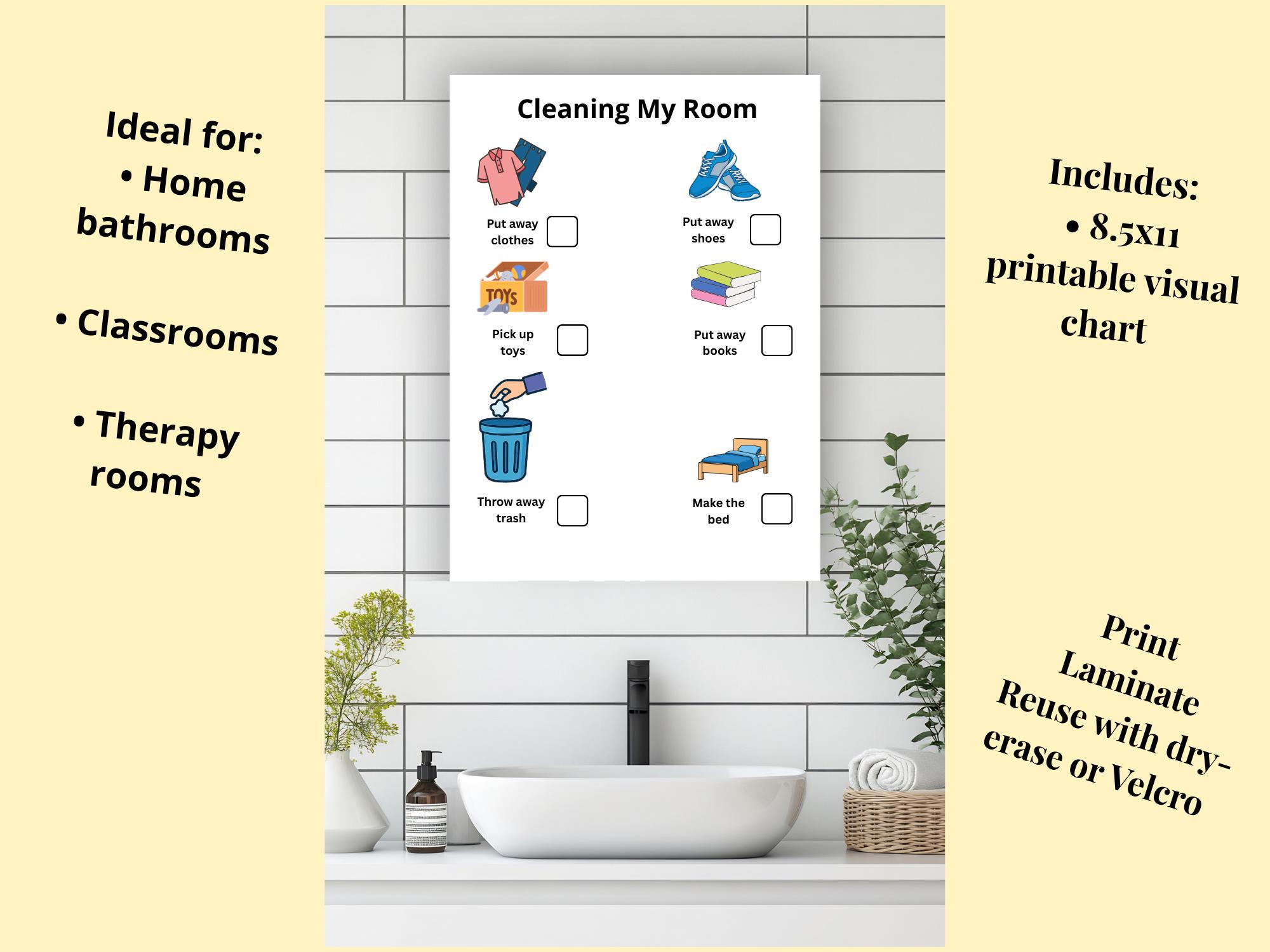 Cleaning My Room Visual Checklist | Kids Chore Chart | Autism & ADHD ...