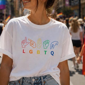 LGBTQ ASL Shirt | Pride Sign Language Tee | Deaf Pride Rainbow T-Shirt | ASL Gift | Gay Pride Shirt | Sign Language Lover Gift