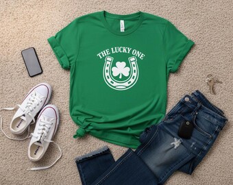 Lucky One Horseshoe Shamrock Shirt, St Patricks Day Graphic Tee