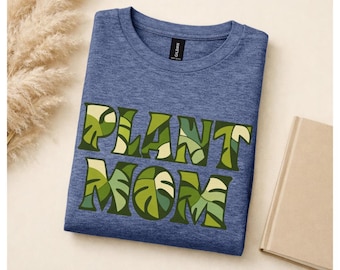 Plant Mom Shirt |  Retro Botanical Graphic Tee | Green Leaf Typography Shirt, Plant Lover Gift, Unisex Softstyle T-Shirt