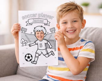 Custom Face Boys Coloring Book Adventure & Career Hero 8 Page Canva Template Personalized Kids Gift Digital Download A4 and Letter Size PDF