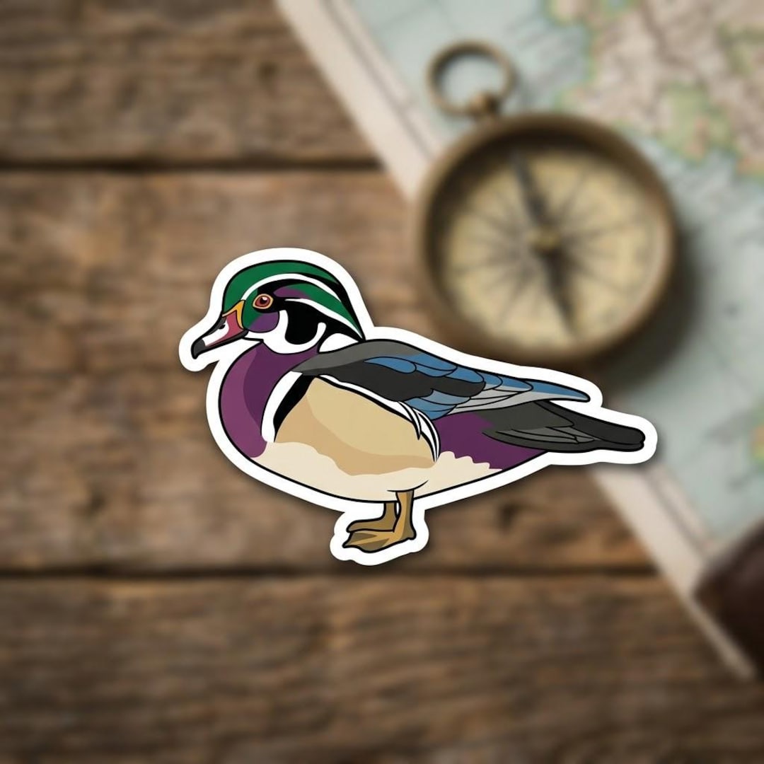 Wood Duck Sticker Colorful Duck Bird Vinyl Decal Waterproof Laptop Car ...