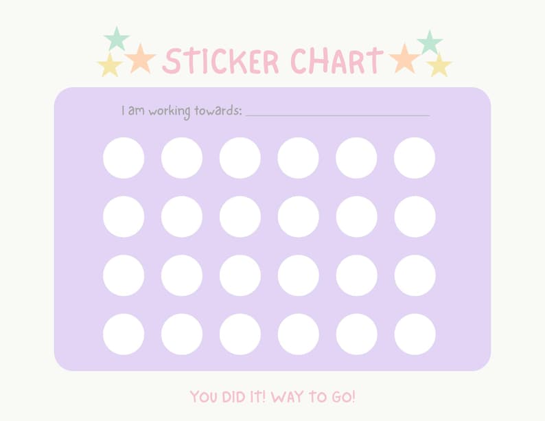 Kids Sticker Reward Chart | Colorful | Printable Template (digital ...