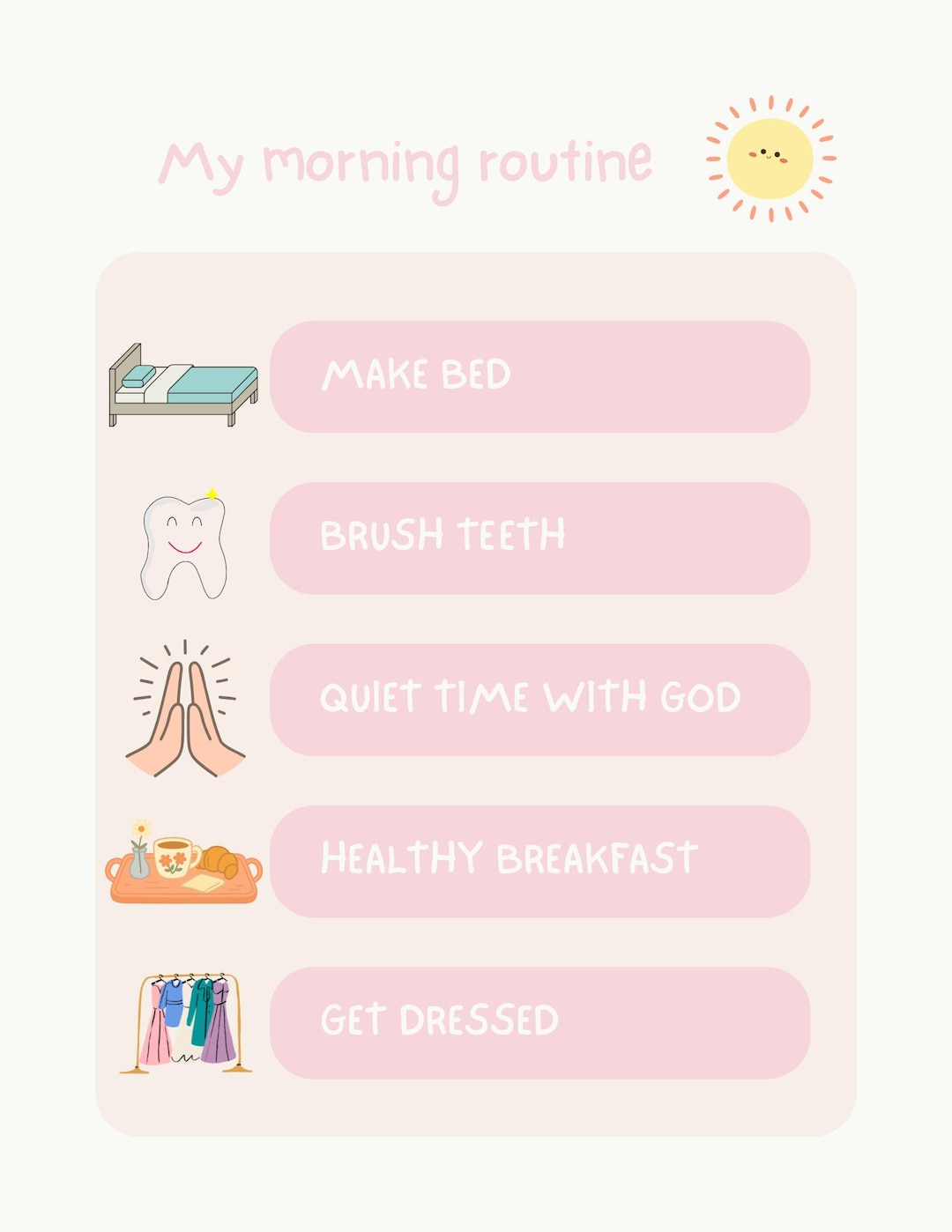 Girl's Christian Routine Chart | Morning & Bedtime Routine - Etsy