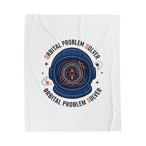 Orbital Problem Solver Velveteen Blanket | Space Mission Patch, astronaut, cosmic science nerd