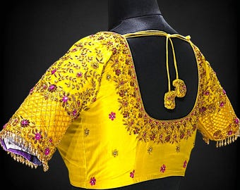 Embroidered Maggam Aari Work Saree/Lehenga Blouse |Made to order and customised for the buyer|Designer blouse for wedding party festive wear