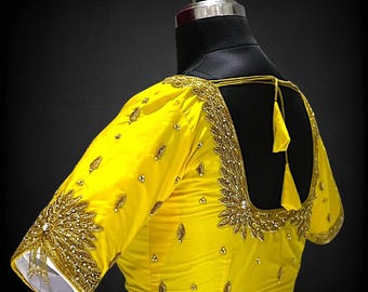 Embroidered Maggam Aari Work Saree/Lehenga Blouse |Made to order and customised for the buyer|Designer blouse for wedding party festive wear