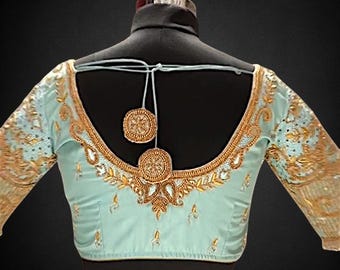 Embroidered Maggam Aari Work Saree/Lehenga Blouse |Made to order and customised for the buyer|Designer blouse for wedding party festive wear