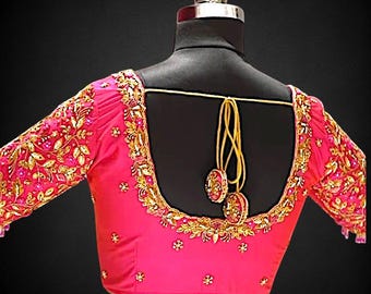 Embroidered Maggam Aari Work Saree/Lehenga Blouse |Made to order and customised for the buyer|Designer blouse for wedding party festive wear