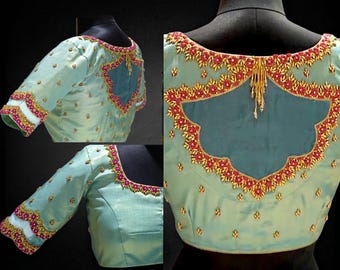 Embroidered Maggam Aari Work Saree/Lehenga Blouse |Made to order and customised for the buyer|Designer blouse for wedding party festive wear