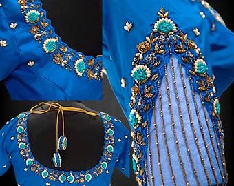 Embroidered Maggam Aari Work Saree/Lehenga Blouse |Made to order and customised for the buyer|Designer blouse for wedding party festive wear