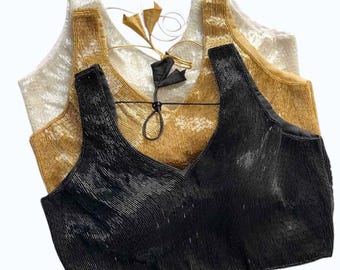 Fancy Pipe Cut dana , moti work Readymade Blouse|  Designer Party Wear Blouse