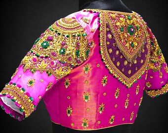 Heavy Maggam Aari Embroidery Work Saree/Lehenga Designer Blouse |Made to order with custom letters for the buyer| wedding party festive wear