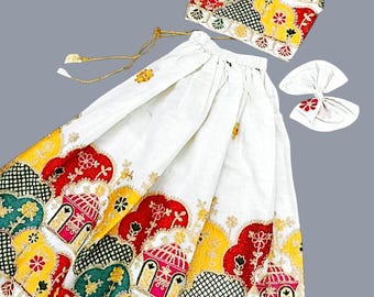 Khadi Cotton lehenga for girls| lehenga choli for girls |Pattu Pavadai for Girls |  Lehenga Choli for kids| Girls Readymade Pattu Pavadai