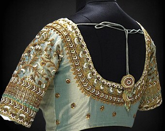 Heavy Maggam Aari Embroidery Work Saree/Lehenga Designer Blouse |Made to order with custom letters for the buyer| wedding party festive wear