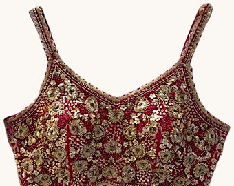 Heavy Embroidery Readymade Designer Spaghetti Blouse| Wedding, Cocktail, Party, Bridesmaid blouse |Mix and match blouse for sari/lehenga