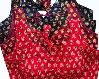 Ajrakh HandBlock Pure Cotton  Sleeveless Readymade Blouse