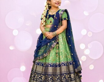 Kids Lehenga Choli with net dupatta |Girls Readymade Pattu Pavadai|Girls Lehenga Choli  with handwork embroidery for wedding , festival