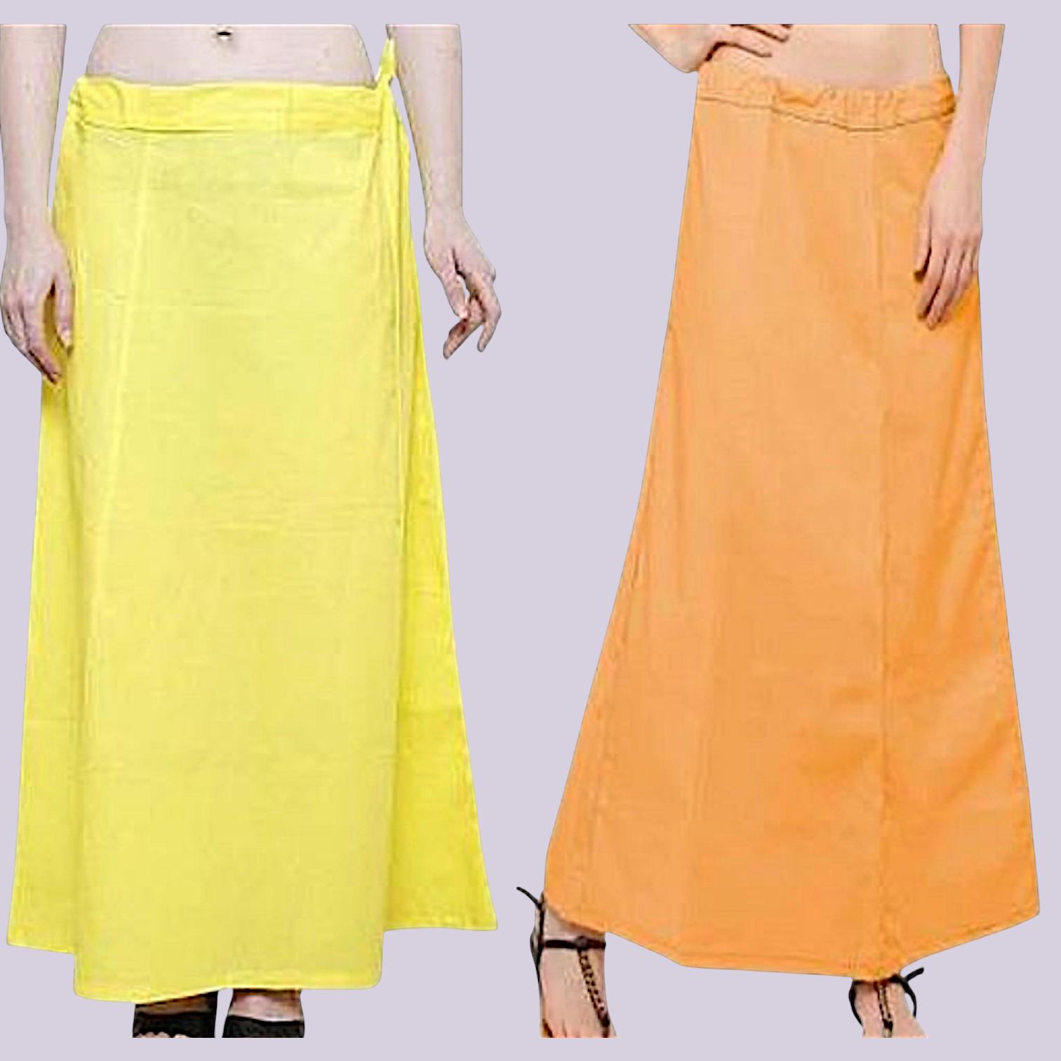 Set of 2 Sari Petticoats Pure Cotton Underskirt Adjustable Waist Saree Innerwear