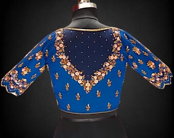 Embroidered Maggam Aari Work Saree/Lehenga Blouse |Made to order and customised for the buyer|Designer blouse for wedding party festive wear