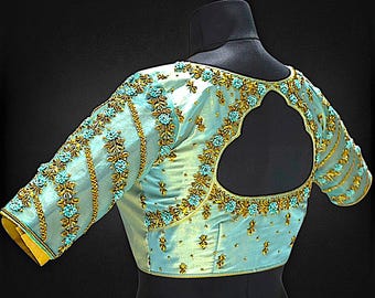 Embroidered Maggam Aari Work Saree/Lehenga Blouse |Made to order and customised for the buyer|Designer blouse for wedding party festive wear