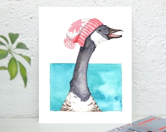 Canada Goose Watercolor Art Print: Canada Day Nursery Decor