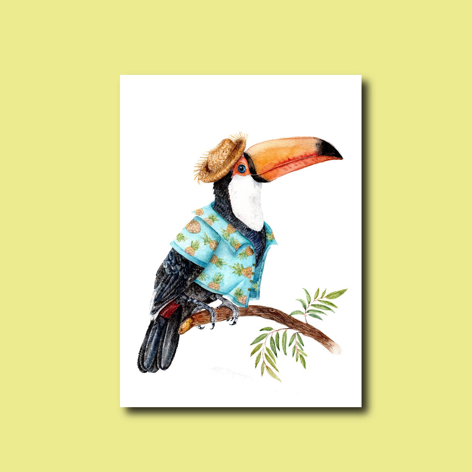 Summer Toucan in Hawaiian Shirt 9''x12 
