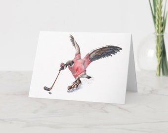 Watercolor Hockey Canada Goose Greeting Card (5x7)