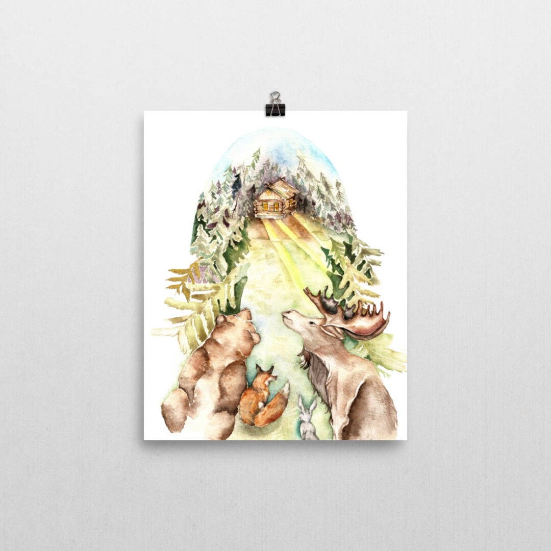 Woodland Animals Watercolor Art Print: Forest Nursery Decor - Etsy