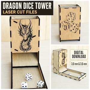 Foldable Dragon Dice Tower Laser Cut Files – SVG DXF for 3mm and 3.6mm Wood