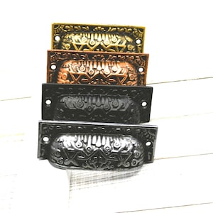 Copper Cup Pull, Hammered Door Handle, 3 1/4" Inch Centers, Cabinet Hardware