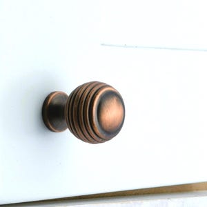 Antique Copper Knob, Contempo Drawer pull, Desk Hardware